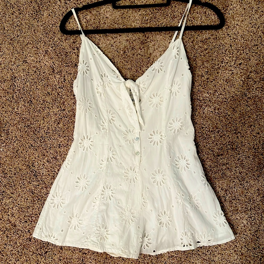 Forever 21 Small White Eyelet Mini Romper
